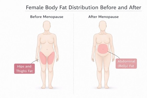 Belly fat increase after menopause diagram